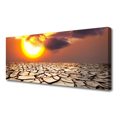 Canvas Wall art Sun desert landscape yellow brown