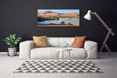 Canvas Wall art Bay desert landscape brown green blue