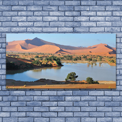 Canvas Wall art Bay desert landscape brown green blue