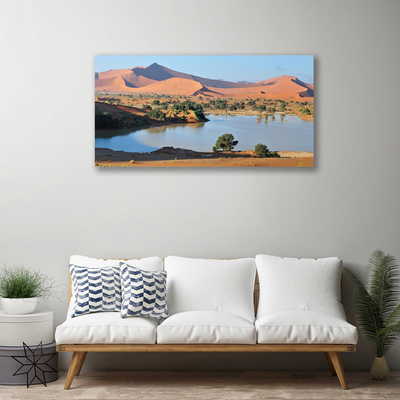 Canvas Wall art Bay desert landscape brown green blue