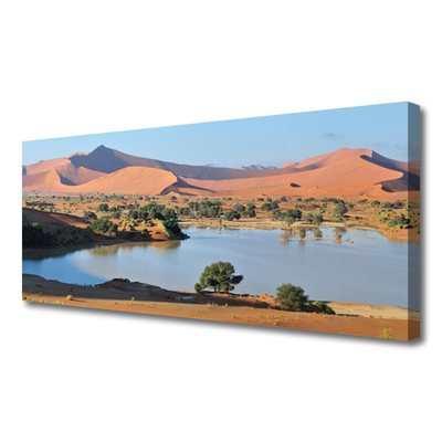 Canvas Wall art Bay desert landscape brown green blue