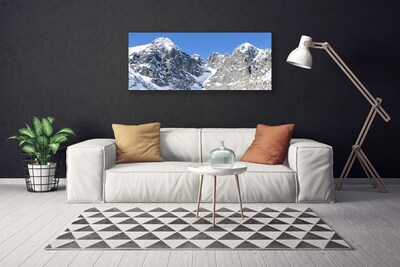Canvas Wall art Mountain snow landscape grey white