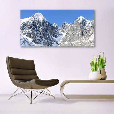 Canvas Wall art Mountain snow landscape grey white