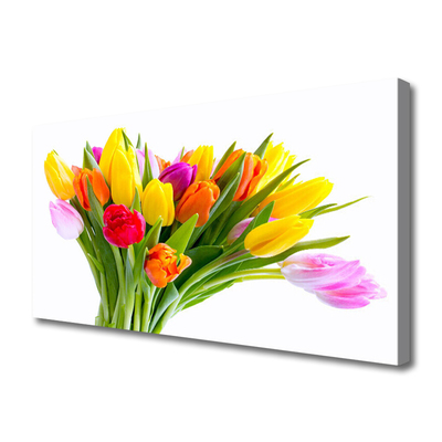 Canvas Wall art Tulips floral yellow red pink orange