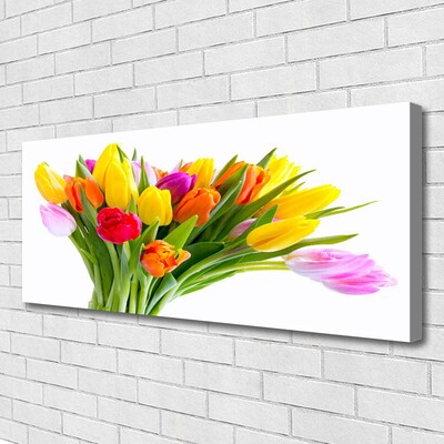 Canvas Wall art Tulips floral yellow red pink orange