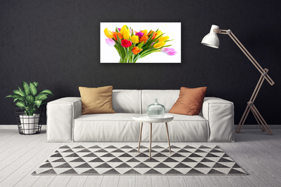 Canvas Wall art Tulips floral yellow red pink orange