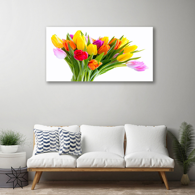 Canvas Wall art Tulips floral yellow red pink orange