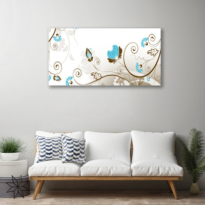 Canvas Wall art Abstract art brown blue white grey