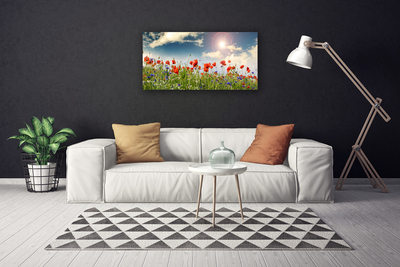 Canvas Wall art Meadow flowers nature green red purple white