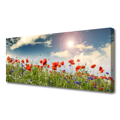 Canvas Wall art Meadow flowers nature green red purple white