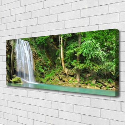 Canvas Wall art Waterfall forest nature white blue brown green