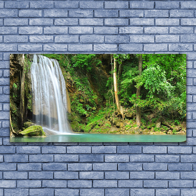 Canvas Wall art Waterfall forest nature white blue brown green