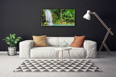 Canvas Wall art Waterfall forest nature white blue brown green