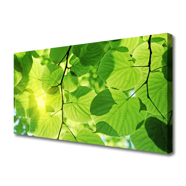 Canvas Wall art Leaves floral green brown