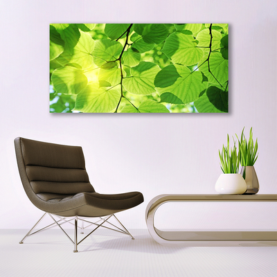 Canvas Wall art Leaves floral green brown
