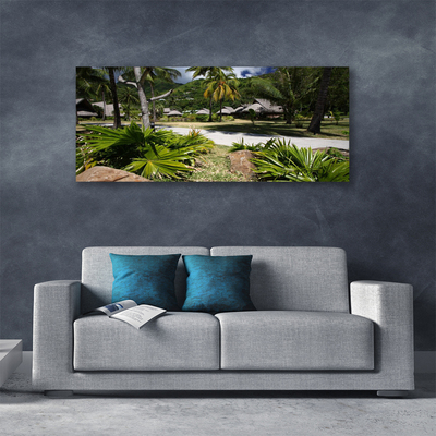 Canvas Wall art Leaves palm trees nature green brown
