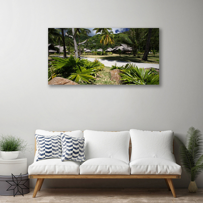 Canvas Wall art Leaves palm trees nature green brown