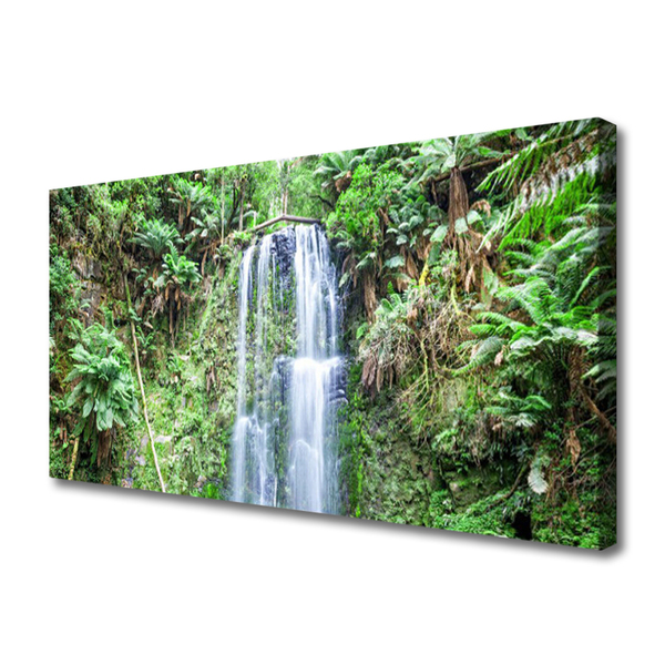 Canvas Wall art Waterfall trees nature white brown green