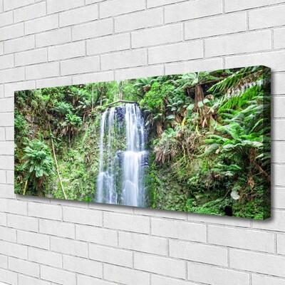 Canvas Wall art Waterfall trees nature white brown green