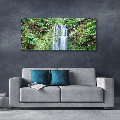 Canvas Wall art Waterfall trees nature white brown green