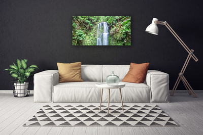 Canvas Wall art Waterfall trees nature white brown green