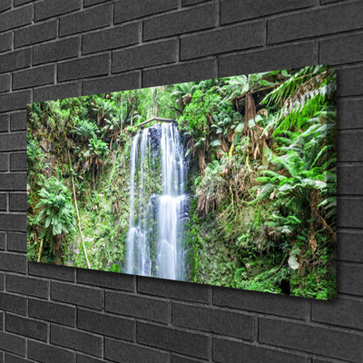 Canvas Wall art Waterfall trees nature white brown green