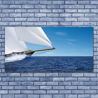 Canvas Wall art Boat sea landscape white blue