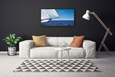 Canvas Wall art Boat sea landscape white blue