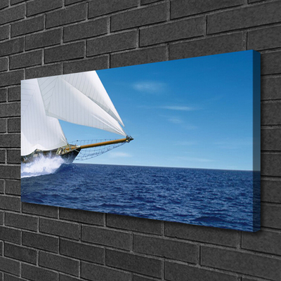 Canvas Wall art Boat sea landscape white blue