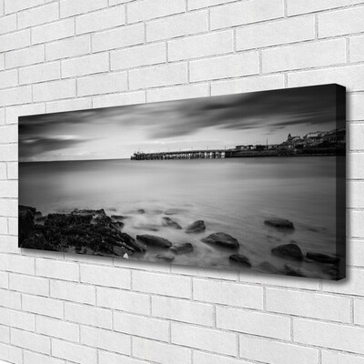 Canvas Wall art Sea stones landscape grey