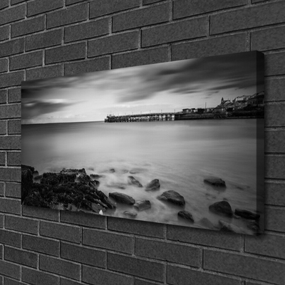 Canvas Wall art Sea stones landscape grey