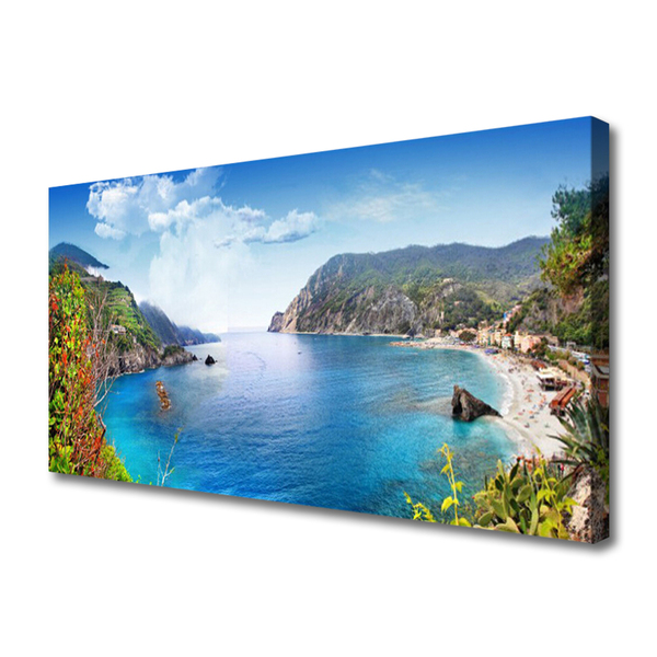 Canvas Wall art Bay landscape grey brown green blue