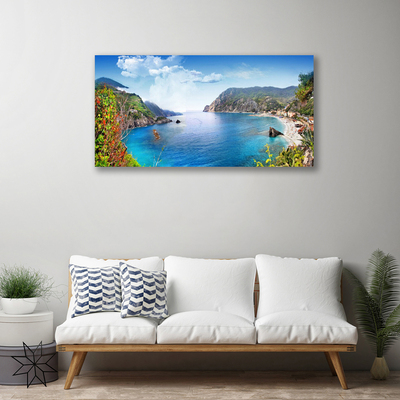 Canvas Wall art Bay landscape grey brown green blue