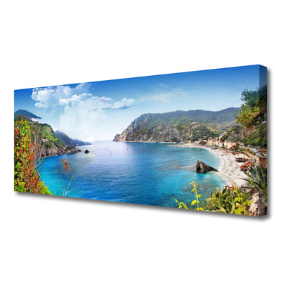 Canvas Wall art Bay landscape grey brown green blue