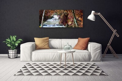 Canvas Wall art Waterfall forest nature white brown