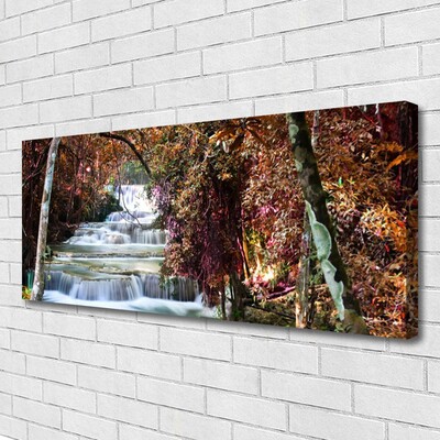 Canvas Wall art Waterfall forest nature white brown