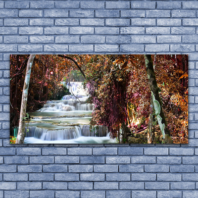 Canvas Wall art Waterfall forest nature white brown