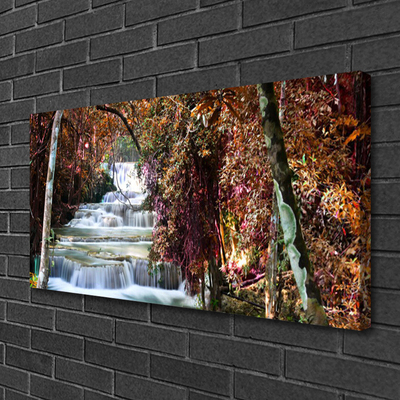 Canvas Wall art Waterfall forest nature white brown