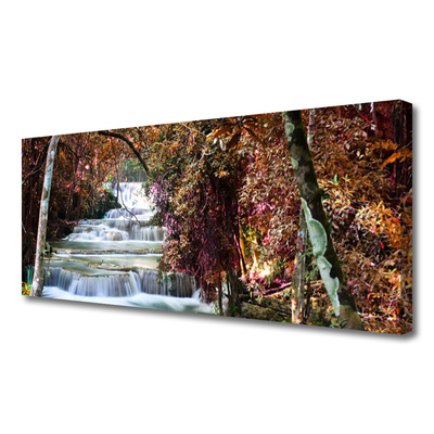 Canvas Wall art Waterfall forest nature white brown