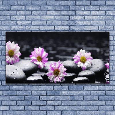 Canvas Wall art Flower stones floral pink white black