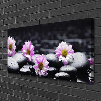 Canvas Wall art Flower stones floral pink white black