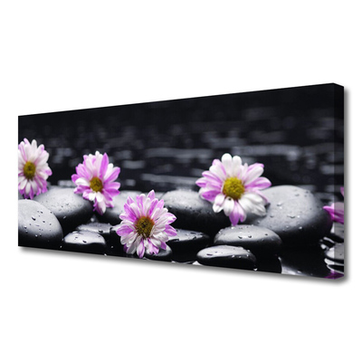 Canvas Wall art Flower stones floral pink white black