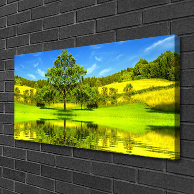 Canvas Wall art Meadow tree nature green brown