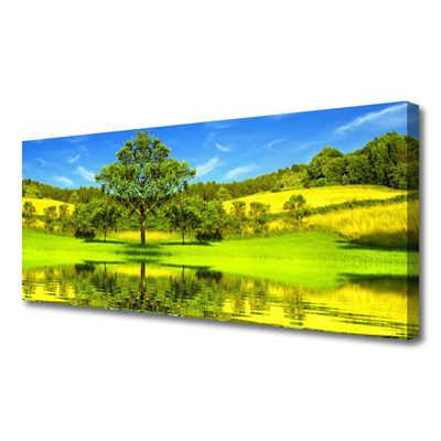 Canvas Wall art Meadow tree nature green brown