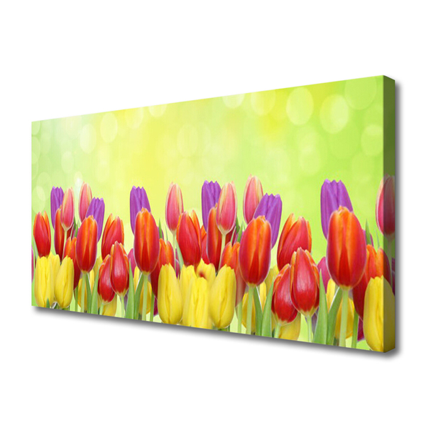 Canvas Wall art Tulips floral yellow red pink