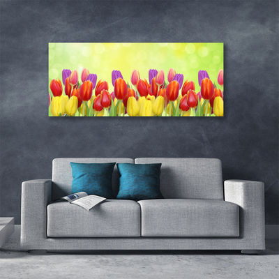 Canvas Wall art Tulips floral yellow red pink