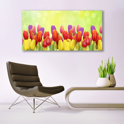 Canvas Wall art Tulips floral yellow red pink