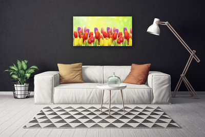 Canvas Wall art Tulips floral yellow red pink