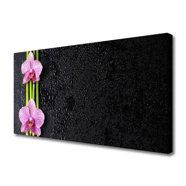 Canvas Wall art Bamboo tube flowers floral pink green