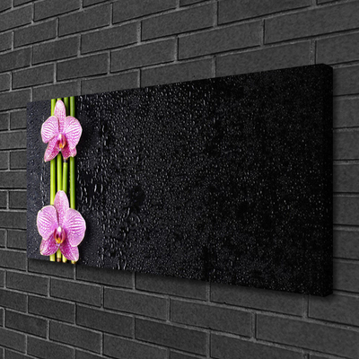 Canvas Wall art Bamboo tube flowers floral pink green